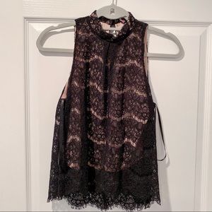 *SOLD* Lace High Neck Sleeveless Top